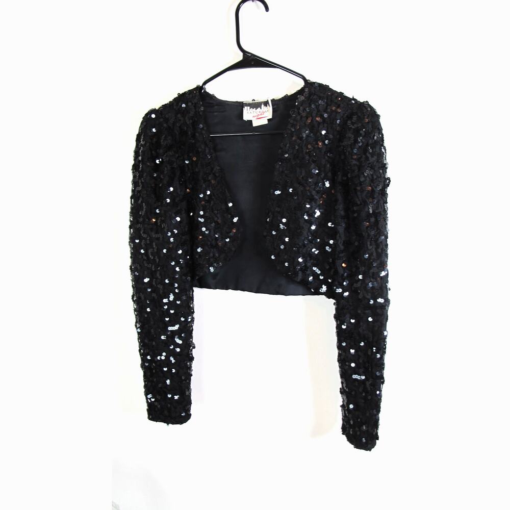 vintage sequin cardigan open front wimsy goth size small